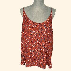 Loft Sleeveless Round Neck Colorful Polka Dots Blouse size XL